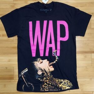 Cardi B WAP Graphic T-Shirt Black and Pink Size Small